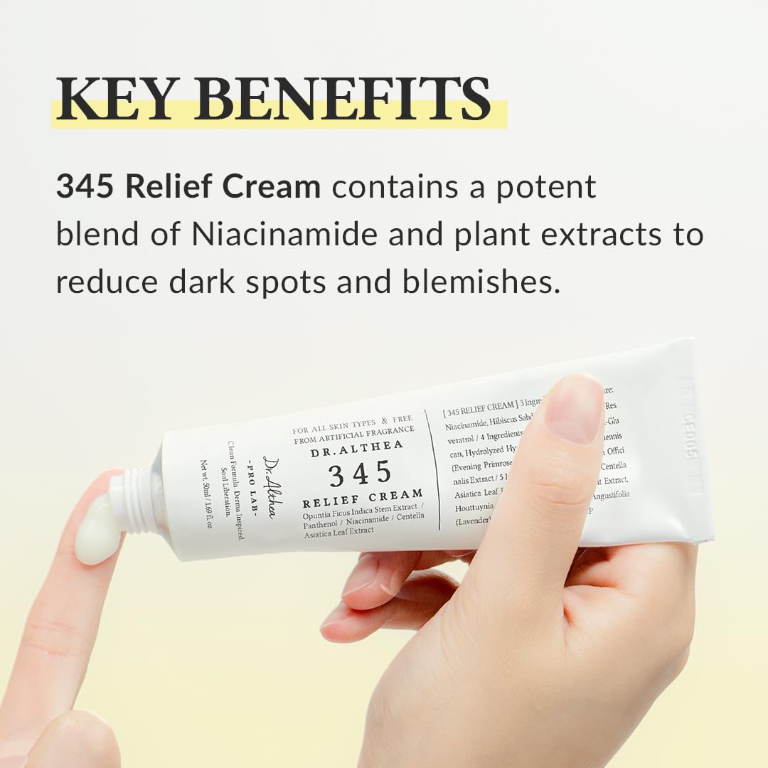 Crème apaisante Dr.Althea 345 | Crème hydratante quotidienne pour le visage | Soins de soulagement des imperfections | Récupération apaisante et hydratation avec niacinamide, panthénol/Soins de la peau végétaliens coréens pour tous les types de peau